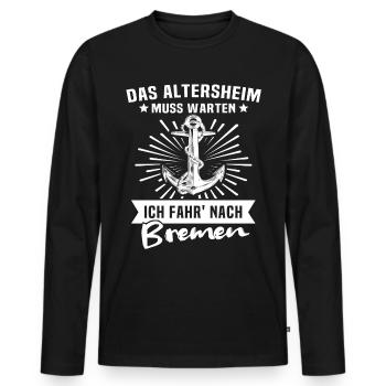 Bremen Sprüche Bremer - Männer Premium Bio Langarmshirt - Schwarz - Vorne - Nico (187cm)
