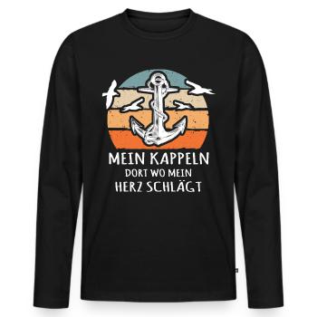 Kappeln - Männer Premium Bio Langarmshirt - Schwarz - Vorne - Nico (187cm)