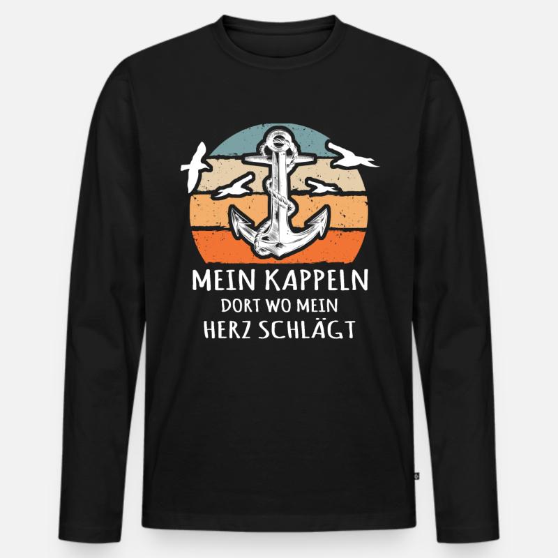 Kappeln - Männer Premium Bio Langarmshirt - Schwarz