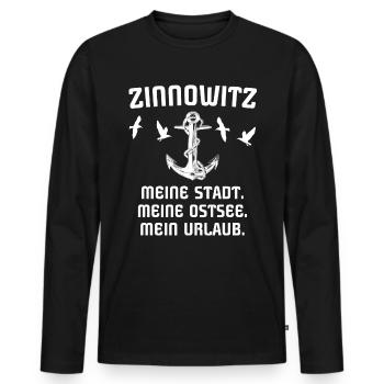 Zinnowitz - Männer Premium Bio Langarmshirt - Schwarz - Vorne - Nico (187cm)