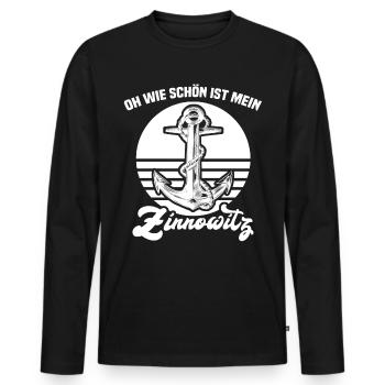 Zinnowitz - Männer Premium Bio Langarmshirt - Schwarz - Vorne - Nico (187cm)