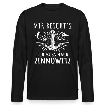 Zinnowitz - Männer Premium Bio Langarmshirt - Schwarz - Vorne - Nico (187cm)