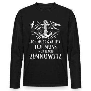 Zinnowitz - Männer Premium Bio Langarmshirt - Schwarz - Vorne - Nico (187cm)