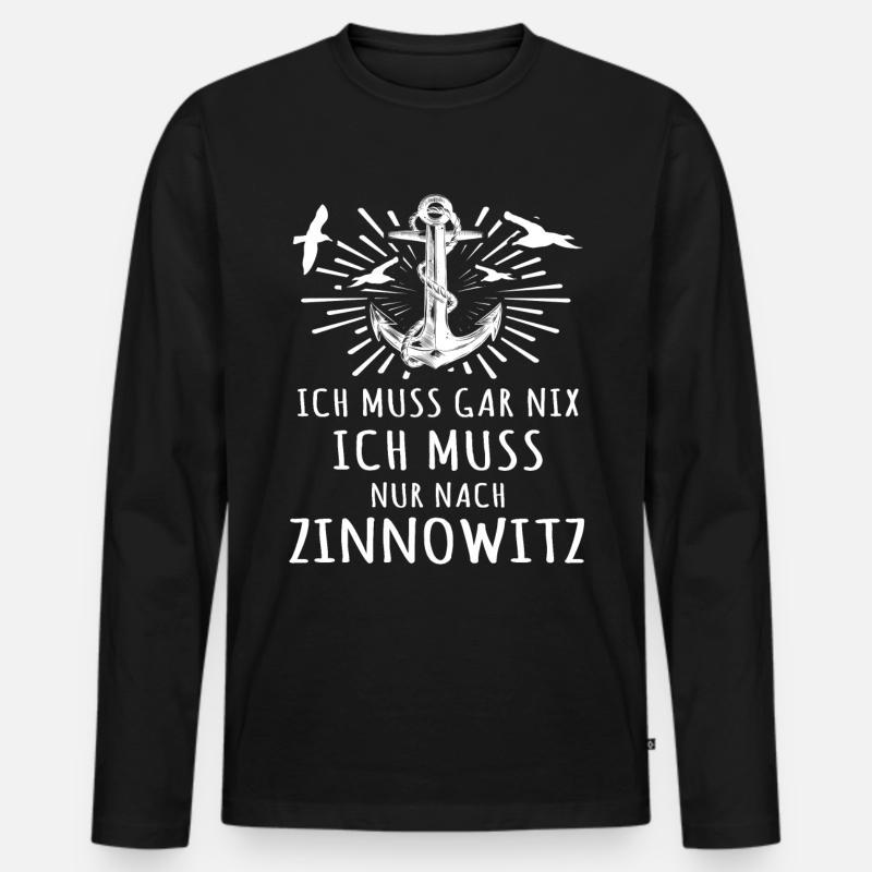 Zinnowitz - Männer Premium Bio Langarmshirt - Schwarz