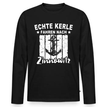 Zinnowitz - Männer Premium Bio Langarmshirt - Schwarz - Vorne - Nico (187cm)