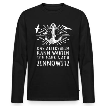 Zinnowitz - Männer Premium Bio Langarmshirt - Schwarz - Vorne - Nico (187cm)