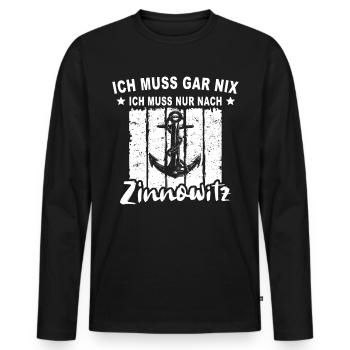 Zinnowitz - Männer Premium Bio Langarmshirt - Schwarz - Vorne - Nico (187cm)