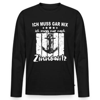 Zinnowitz - Männer Premium Bio Langarmshirt - Schwarz - Vorne - Nico (187cm)