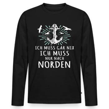 Norden Sprüche Nordener - Männer Premium Bio Langarmshirt - Schwarz - Vorne - Nico (187cm)