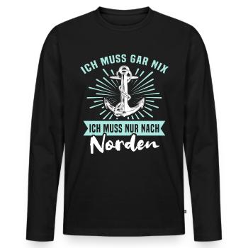 Norden - Männer Premium Bio Langarmshirt - Schwarz - Vorne - Nico (187cm)