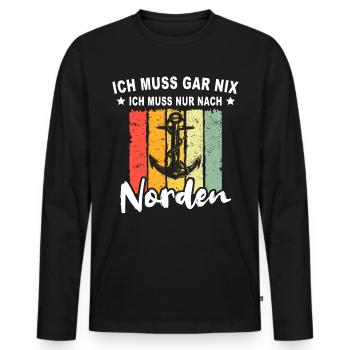 Norden Sprüche Nordener - Männer Premium Bio Langarmshirt - Schwarz - Vorne - Nico (187cm)