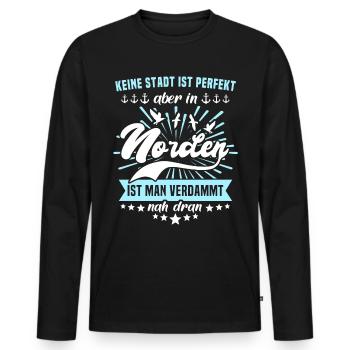 Lustige Norden Sprüche - Männer Premium Bio Langarmshirt - Schwarz - Vorne - Nico (187cm)