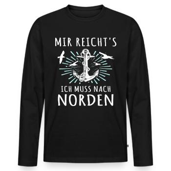 Norden Sprüche Nordener - Männer Premium Bio Langarmshirt - Schwarz - Vorne - Nico (187cm)