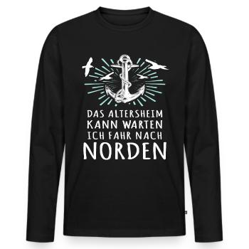 Norden Sprüche Nordener - Männer Premium Bio Langarmshirt - Schwarz - Vorne - Nico (187cm)