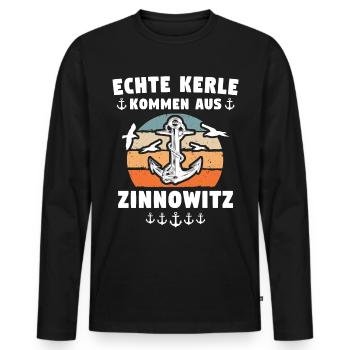 Zinnowitz Sprüche - Männer Premium Bio Langarmshirt - Schwarz - Vorne - Nico (187cm)