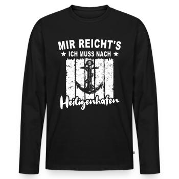 Heiligenhafen - Männer Premium Bio Langarmshirt - Schwarz - Vorne - Nico (187cm)