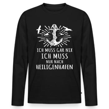 Heiligenhafen - Männer Premium Bio Langarmshirt - Schwarz - Vorne - Nico (187cm)