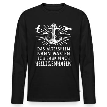 Heiligenhafen - Männer Premium Bio Langarmshirt - Schwarz - Vorne - Nico (187cm)