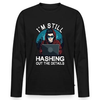 Cybersécurité Art Hacking Amateur Informatique Nerd - T-shirt manches longues Premium bio Homme - noir - Devant - Nico (187cm)