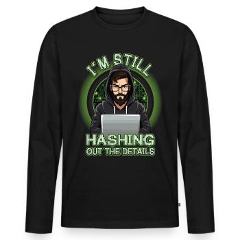 Cybersécurité Art Hacking Amateur Informatique Nerd - T-shirt manches longues Premium bio Homme - noir - Devant - Nico (187cm)