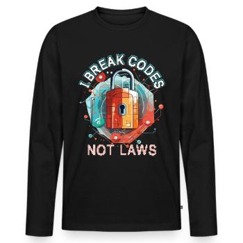 Cybersécurité Art Hacking Amateur Informatique Nerd - T-shirt manches longues Premium bio Homme - noir - Devant - Nico (187cm)