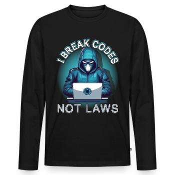Cybersécurité Art Hacking Amateur Informatique Nerd - T-shirt manches longues Premium bio Homme - noir - Devant - Nico (187cm)