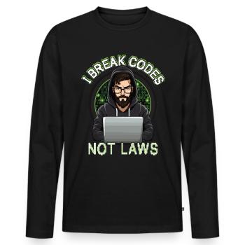 Cybersécurité Art Hacking Amateur Informatique Nerd - T-shirt manches longues Premium bio Homme - noir - Devant - Nico (187cm)