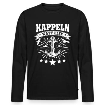 Kappeln Kappelner - Männer Premium Bio Langarmshirt - Schwarz - Vorne - Nico (187cm)