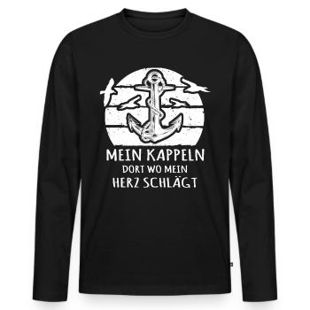 Kappeln Kappelner - Männer Premium Bio Langarmshirt - Schwarz - Vorne - Nico (187cm)