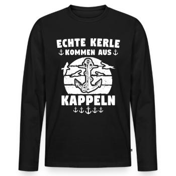 Kappeln Sprüche Kappelner - Männer Premium Bio Langarmshirt - Schwarz - Vorne - Nico (187cm)