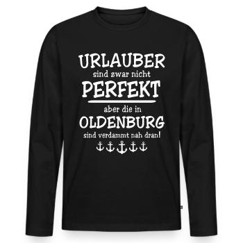 Oldenburg Oldenburger - Männer Premium Bio Langarmshirt - Schwarz - Vorne - Nico (187cm)
