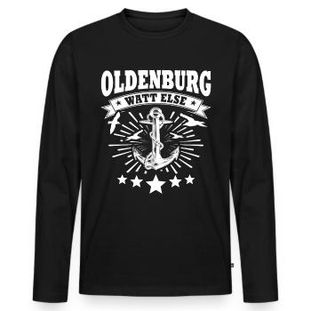 Oldenburg Oldenburger - Männer Premium Bio Langarmshirt - Schwarz - Vorne - Nico (187cm)