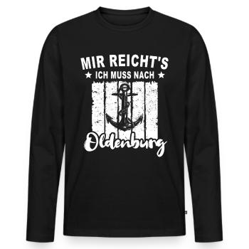 Oldenburg Oldenburger - Männer Premium Bio Langarmshirt - Schwarz - Vorne - Nico (187cm)