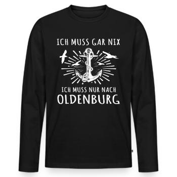 Oldenburg Sprüche Oldenburger - Männer Premium Bio Langarmshirt - Schwarz - Vorne - Nico (187cm)