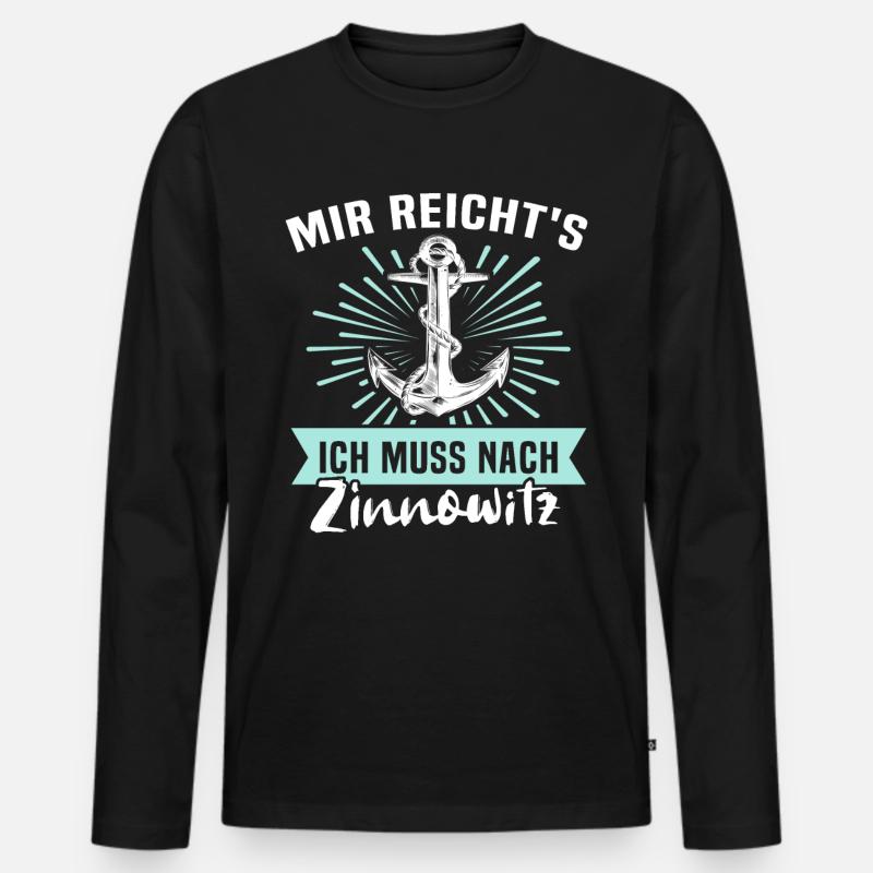 Zinnowitz Zinnowitzer - Männer Premium Bio Langarmshirt - Schwarz