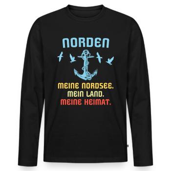 Norden - Männer Premium Bio Langarmshirt - Schwarz - Vorne - Nico (187cm)
