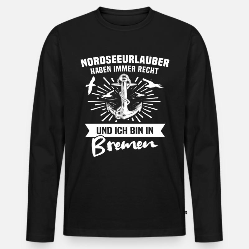 Bremen - Männer Premium Bio Langarmshirt - Schwarz