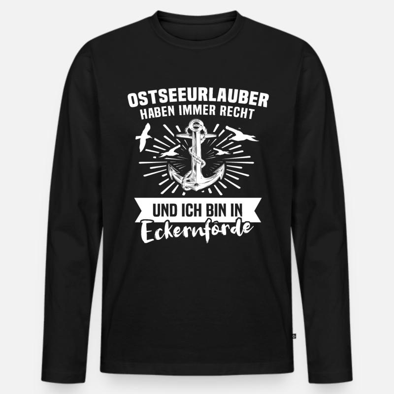 Eckernförde - Männer Premium Bio Langarmshirt - Schwarz