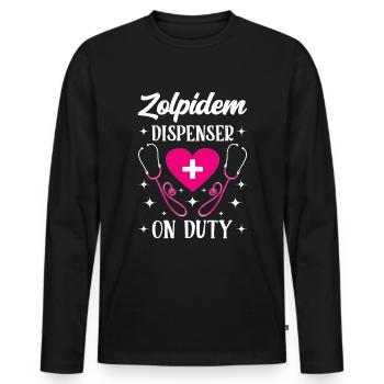 Drôle Mental Soins Infirmiers Psychiatrique - T-shirt manches longues Premium bio Homme - noir - Devant - Nico (187cm)