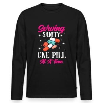 Drôle Psychiatrique - T-shirt manches longues Premium bio Homme - noir - Devant - Nico (187cm)