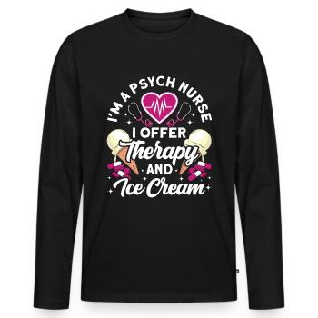 Drôle Psychiatrique - T-shirt manches longues Premium bio Homme - noir - Devant - Nico (187cm)