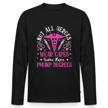 Drôle Mental Soins Infirmiers Psychiatrique - T-shirt manches longues Premium bio Homme - noir - Devant - Nico (187cm)