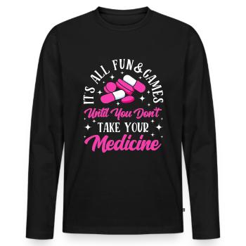Drôle Psychiatrique - T-shirt manches longues Premium bio Homme - noir - Devant - Nico (187cm)