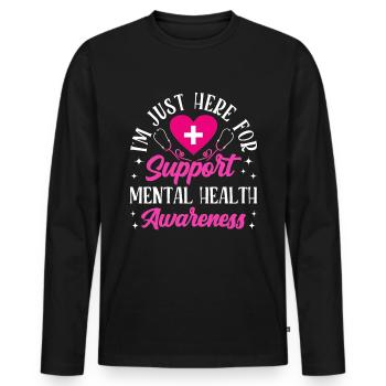 Drôle Mental Soins Infirmiers Psychiatrique - T-shirt manches longues Premium bio Homme - noir - Devant - Nico (187cm)
