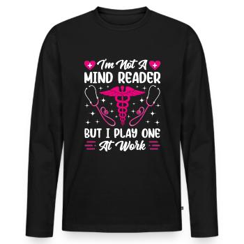 Drôle Psychiatrique - T-shirt manches longues Premium bio Homme - noir - Devant - Nico (187cm)