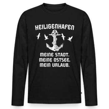 Heiligenhafen - Männer Premium Bio Langarmshirt - Schwarz - Vorne - Nico (187cm)