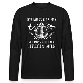 Heiligenhafen - Männer Premium Bio Langarmshirt - Schwarz - Vorne - Nico (187cm)