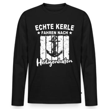 Heiligenhafen - Männer Premium Bio Langarmshirt - Schwarz - Vorne - Nico (187cm)