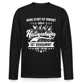Heiligenhafen - Männer Premium Bio Langarmshirt - Schwarz - Vorne - Nico (187cm)