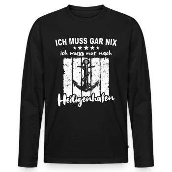 Heiligenhafen - Männer Premium Bio Langarmshirt - Schwarz - Vorne - Nico (187cm)